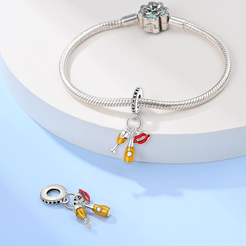 Beautiful copper Tea Cup Wine Cup Beer Coffee Cup Bottle Charm Bead Charms Compatible With Do It Yourself Bracelets Necklaces Lovely Gifts