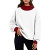 Women's Fashion Color Block Neck Long Sleeve Sweatshirt Casual Pullover Top