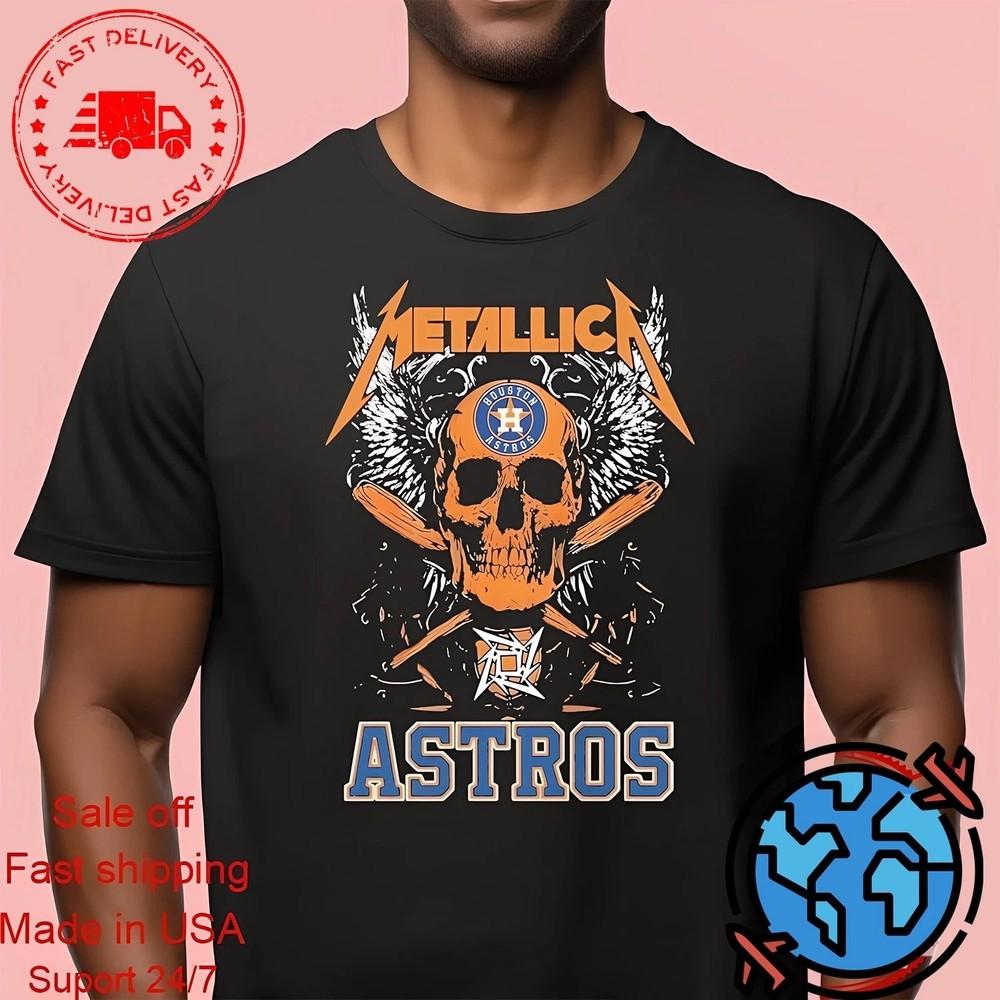 

Metallica Reprint T-Shirt Skull x Houston As-tros 2025 Logo Fan Unisex S-4XL Unisex T-Shirt XXL