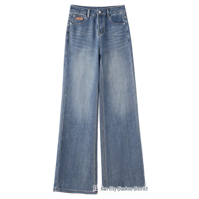 2026 Spring/Autumn High-Waisted Retro Blue Denim Casual Pants