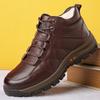 Zimní novinka Vlna Pánské vysoké boty Móda Šití Design Pravá kůže Teplé boty Protiskluzové kotníkové boty s tlustým dnem