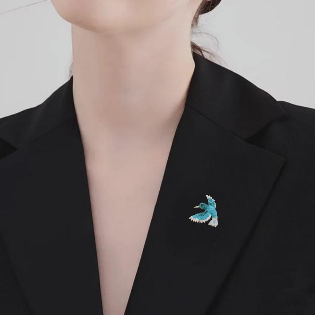 Exquisite blaue Kolibri-Brosche – Anstecknadel im Retro-Stil für eleganten Damenmantel oder Anzug