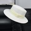 2026 Celebrity Style French Light Luxury Flat Top Sunscreen Straw Hat Children Summer Shopping Sun Hat Beach Top Hat