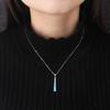Fashion Long Pillar Shape Pendant Necklace For Women Girl Inlay Blue Imitation Opal Necklace Chain Wedding Party Jewelry Gifts