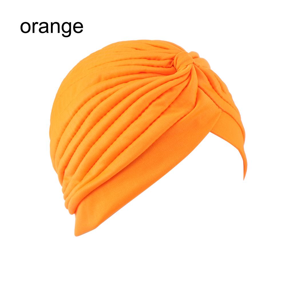 Solid Color Women Elastic Cotton Fold Turban Hat Soft Bonnet Muslim Hijab Ladies Head Wrap Warm Beanies Chemo Hat