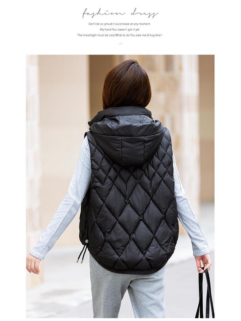 Gilet Matelassé à Capuche pour Femme Automne/Hiver 2024, Court Gilet Matelassé