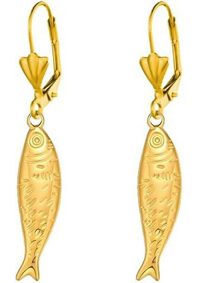 Stainless Steel Small Fish Pendant Necklace & Titanium Ocean Earrings for Women