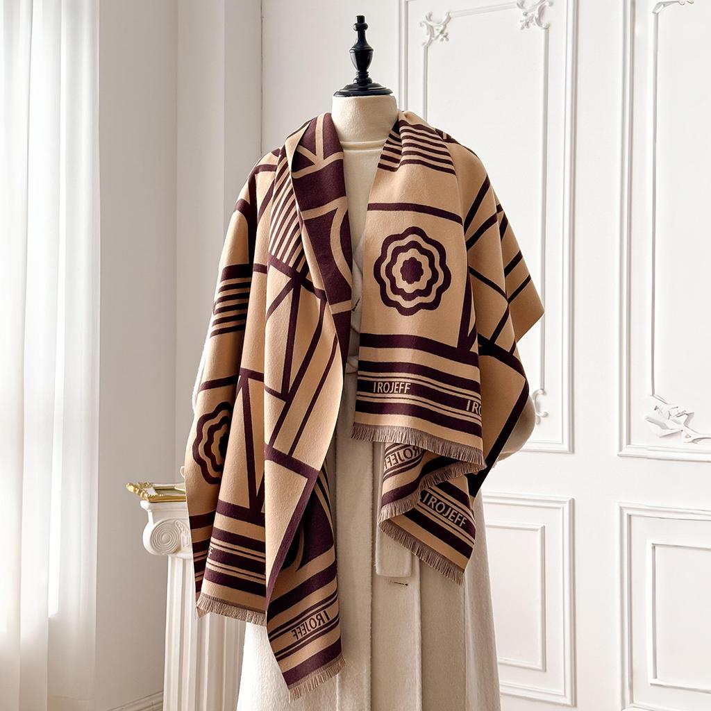 New Winter Cashmere Geometry Scarf For Women Shawl Wrap Female Pashmina  Poncho Thick Blanket Warm Bufanda Echarpe