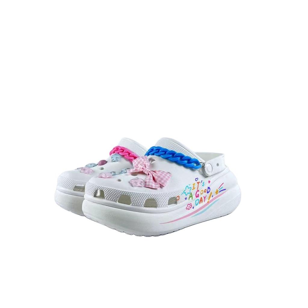Crocs Crush Clog EVA Colourful Star Miracle Fashion and Versatile Comfortable and Casual Hole Shoes for Men and Women White