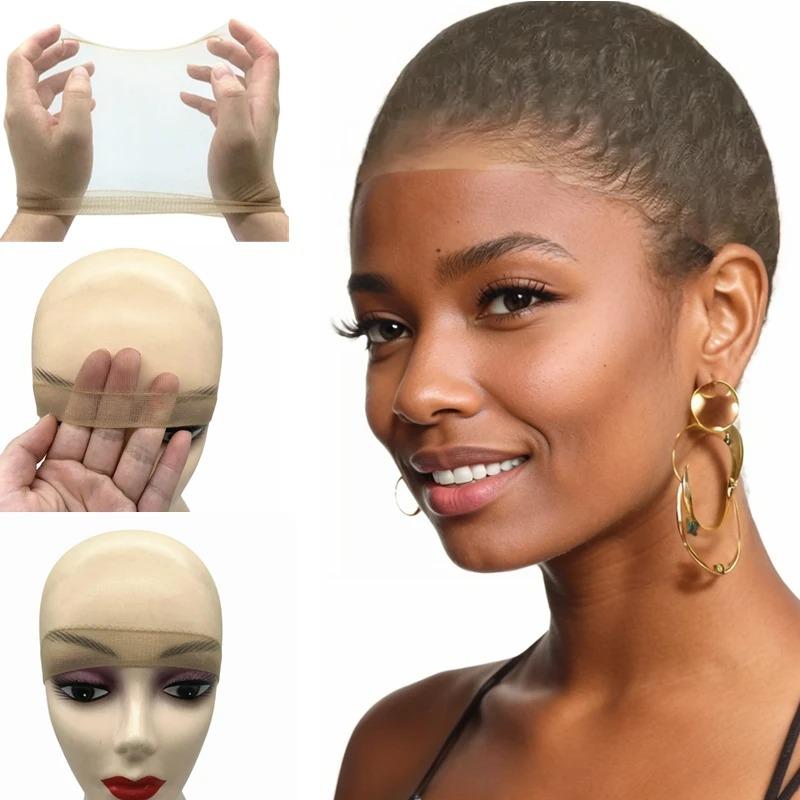 2 Pezzi Cuffie per Parrucca HD Ultra-Sottili Trasparenti per Donne, Calotta Nuda Invisibile, Accessori per Parrucche con Pizzo Davanti