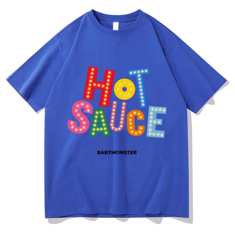 BABYMONSTER HOT SAUCE Tour Tshirts Summer Short Sleeve Male Tshirts Hip Hop Unisex Streetwear Oneck Unisex Aesthetic Clothin Tops
