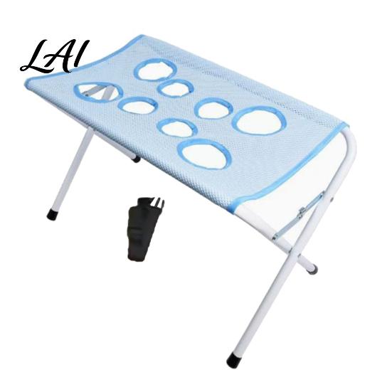 Mesa de Suspensión para Aseo de Mascotas con Soporte Plegable Correa Ajustable Hamaca para Gatos Estación Cómoda de 8 Agujeros para Baño Recorte de Uñas