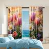 2 Pcs   Versatile Polyester Transparent Curtains for Home Decoration Vibrant Tulip for Use In Bedrooms and Living Rooms