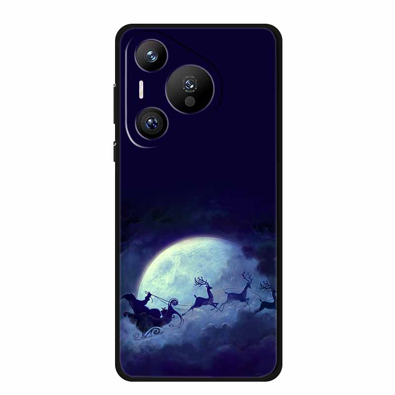 Christmas Phone Cases For Huawei Pura 70 Ultra/ 70 Pro/ 70 Pro Plus/70 5G Cases Black Silicone Soft Santa Claus TPU Bumper Funda