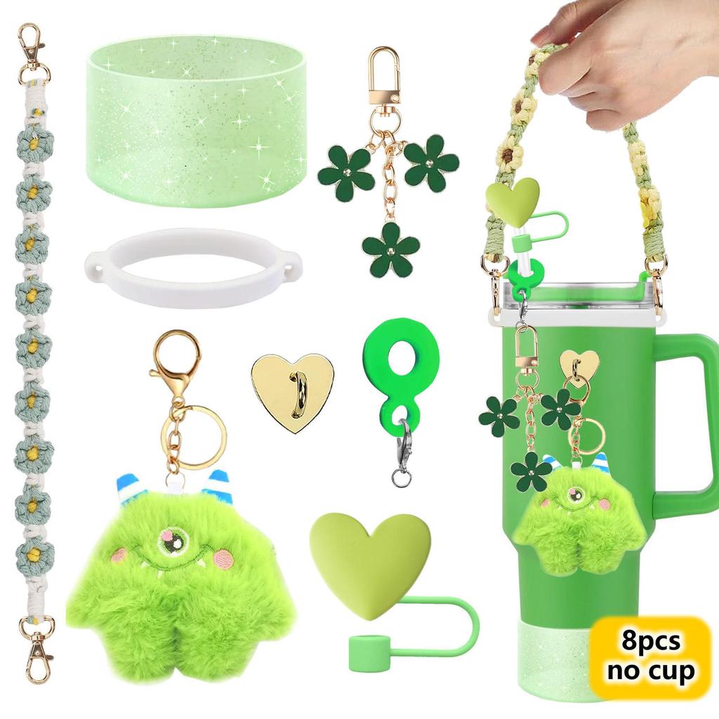 Stanley Cartoon Elf Pendant with Love Heart Peach Knot Rope and Straw Hat