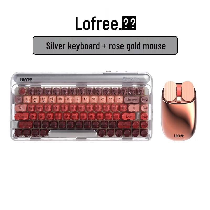 LOFREE MAC Lipstick Silver Mechanical Keyboard & Rose Gold Mouse Combo
