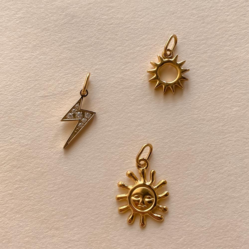 eManco Stainless Steel Sun Star Charm Gold-plated DIY Earrings Necklace Maker Accessories Women's Fashion Jewelry
