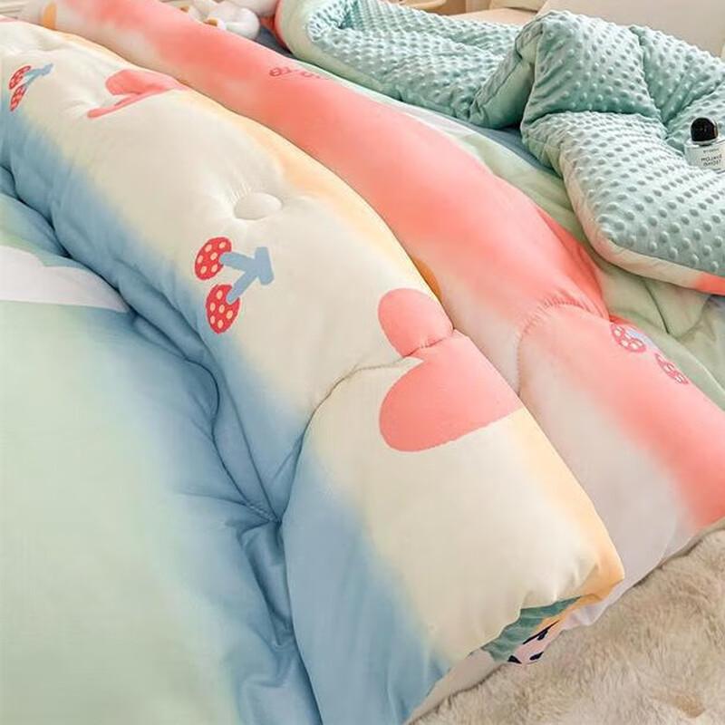 OEING Winter Warm Quilt with Rainbow Heart Pattern 200x230cm