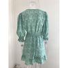 Women's Boho Floral Print Midi Dress, V Neck Short Sleeve High Waist Casual Summer Dress for Women