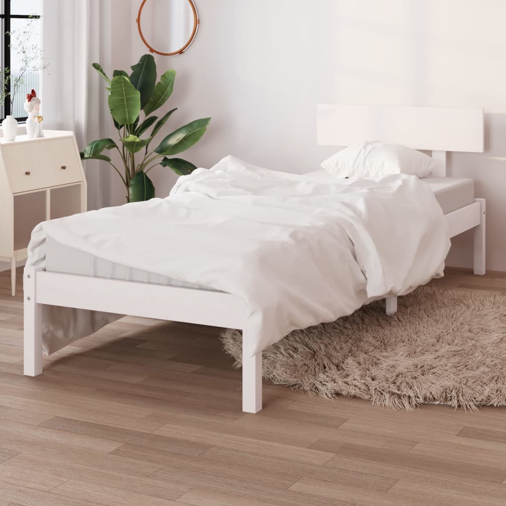 Solid Wood Bed White Pine 90x200 Cm