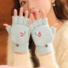 Windproof Solid Color Outdoor Women's Gloves Thick Mittens Flip Cover Gloves Half Finger Gloves