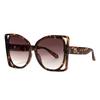 Oversized Sunglasses Men Women Square Big Frame Leopard Print UV400 Gradient Lens Sun Glasses Driver Goggles
