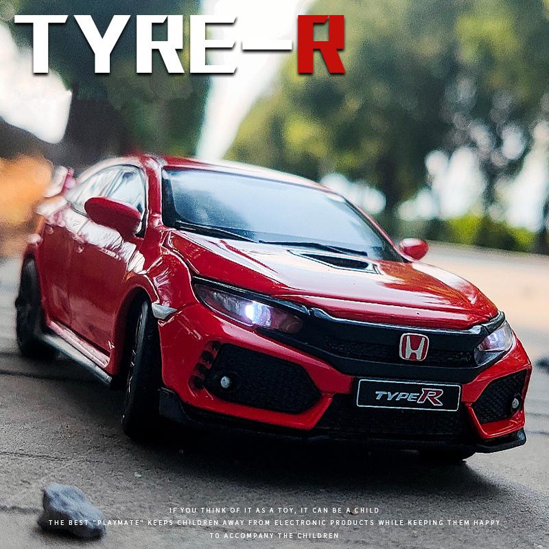 1/32 HONDA Civic Type R FK8 Legierung Automodell Druckguss Metall Spielzeug Fahrzeuge Automodell Simulation Sound Light Collection Kinder Spielzeug Geschenk