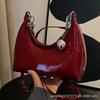 Fashion Patent Leather Hand-held Small Bag Women's 2025 New High-end Niche Underarm Bag One-shoulder Crossbody Bag Crescent Bag