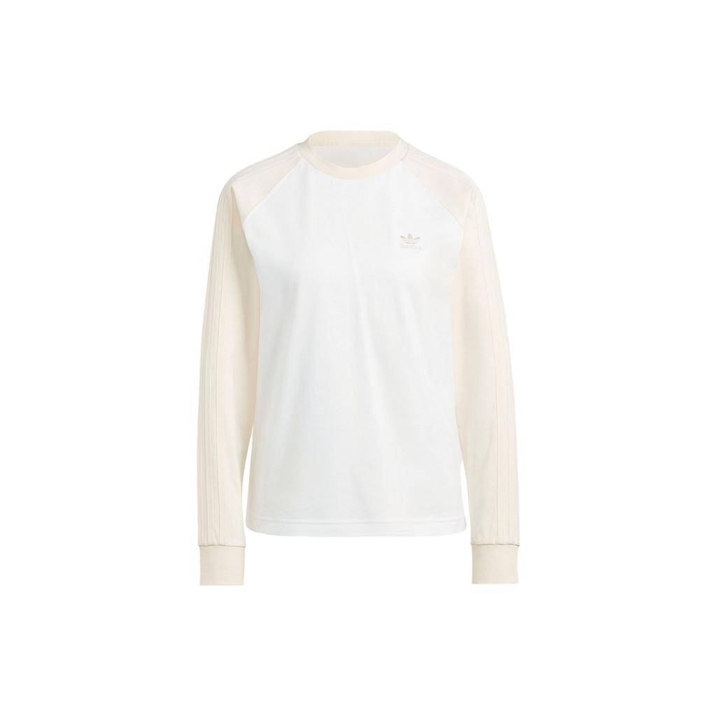 Adidas Originaler Langermet T-skjorte Med Bokstavtrykk Amerikansk Vintage Fargeblokk Sport Crew Neck Dame Topper Gul IN4137