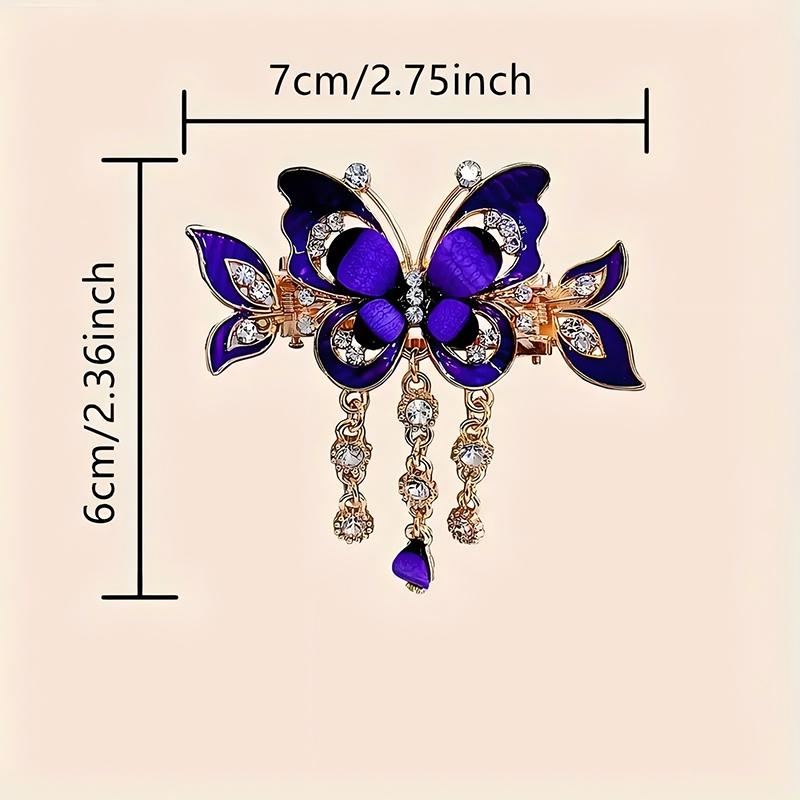 Fashion Crystal Butterfly Women's Hair Clip Colorful Rhinestone Elegant Kawaii Girl Tassels Hair Accessory Hair Clip Headband