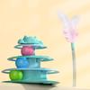 4-Layer Feather Cat Turntable With Fun Toy Ball And Playing Stick - Interactive Toy For Cats