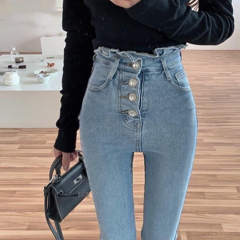 Women s High-Waisted Elastic Skinny Jeans: Slim-Fit, Figure-Flattering, Tapered, Lightweight Summer Cropped Tulip Pencil Pants S