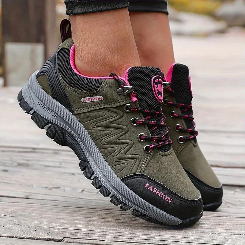 Retro Women's Hiking Shoes Summer Fashion Version Anti Slip Thick Soled Shoes Outdoor Fitness Training Lace Up Casual Sneakers