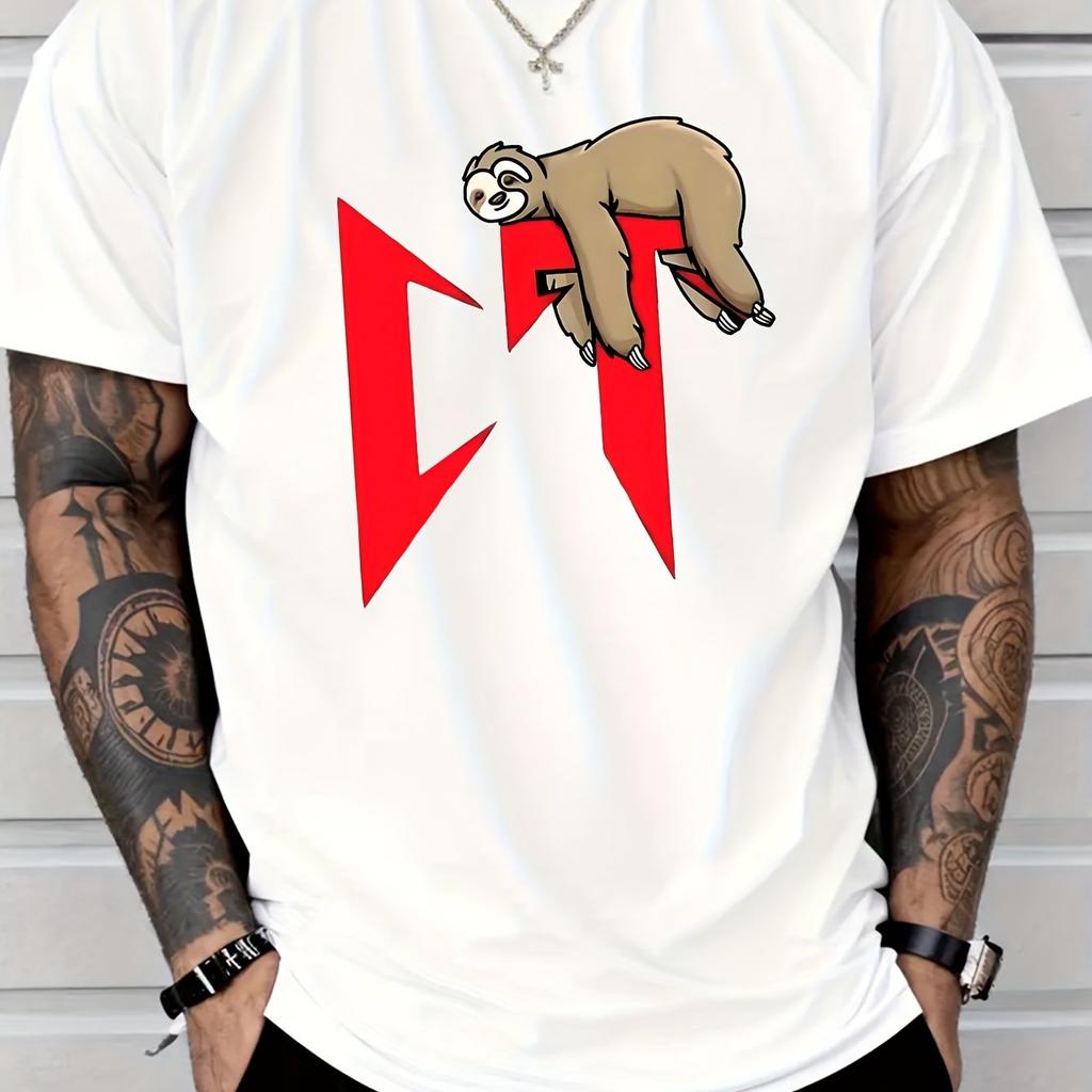 Summer Round Neck 3D Monkey Creative Pattern Print Top Fashionable Casual Short Sleeved Men's T-shirts