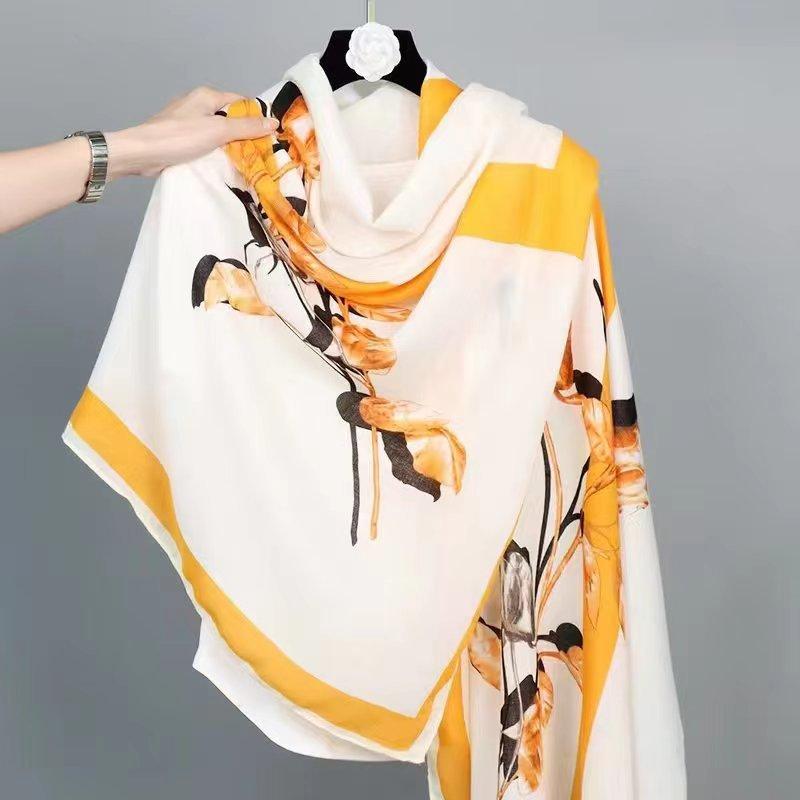 New Spring And Autumn Imitation Cotton And Hemp Square Scarf Women'S Versatile Style Fashion Scarf Multi Functional Hair Binding Headscarf