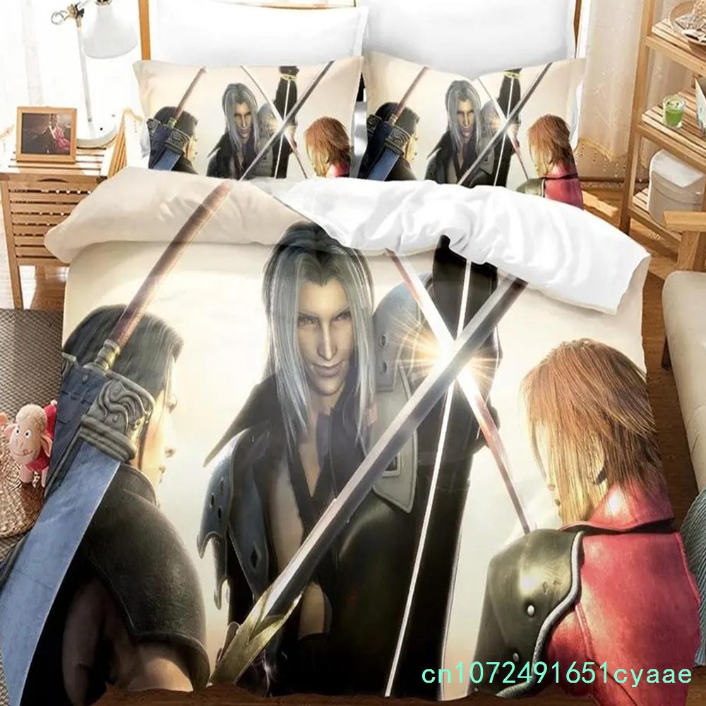 New Game Crisis Core Final Fantasy VII Bedding Set Cartoon Anime three-piece Set Adult Boys Bedroom Duvetcover Sets Couette