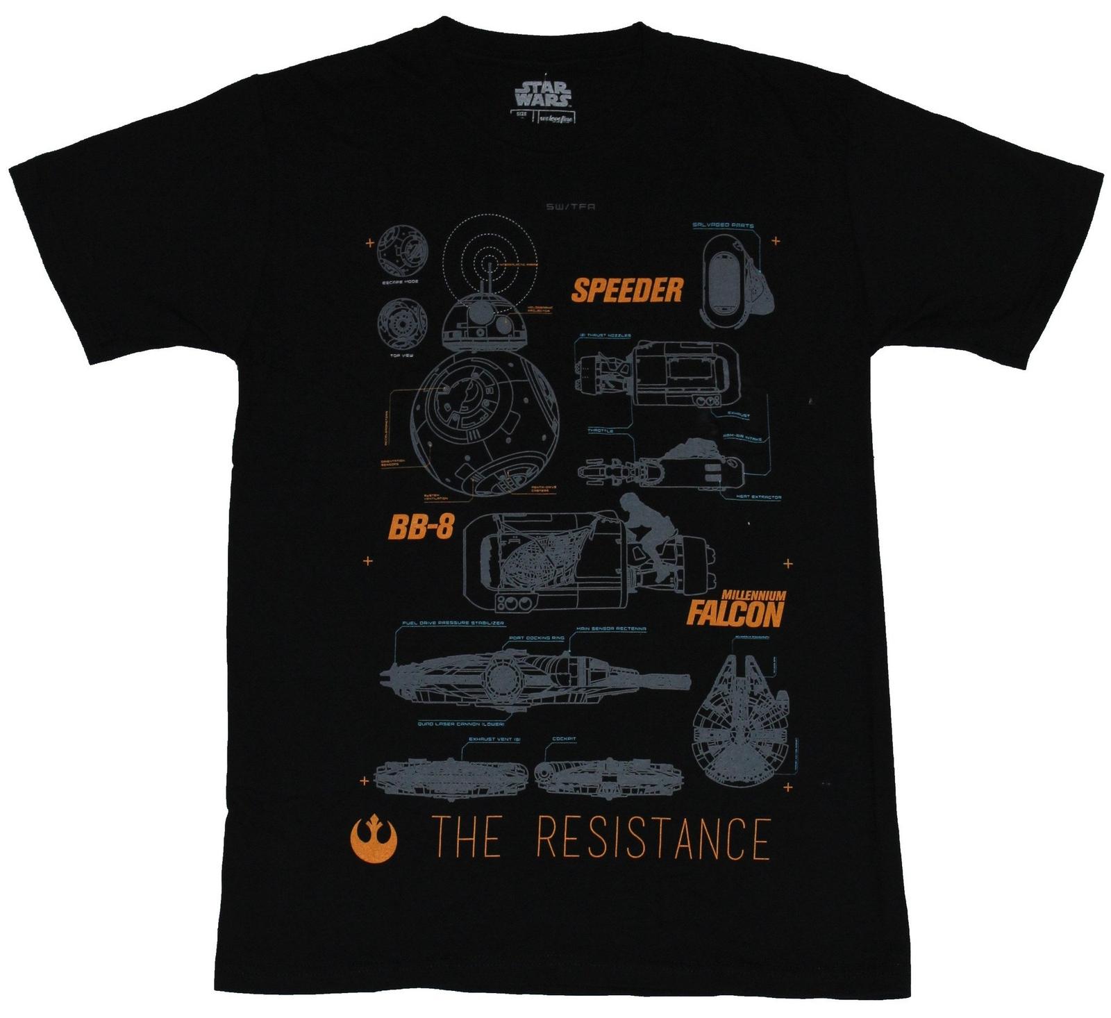 Star Wars Mens T-Shirt - The Resistance Schematics of Vehicles Image XXL