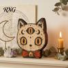 Artistic Home Office Decor Halloween Wooden Ornaments, Distressed Pumpkin/Cat Decorations, Desktop & Wall Modern Retro Desk Display Decors for Autumn
