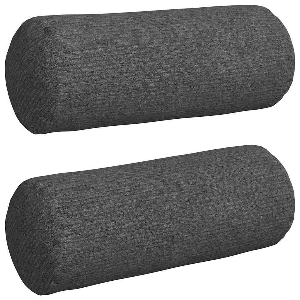 Bolster Cushions 2 pcs Dark Grey Ø 15 x 40 cm Cord Fabric