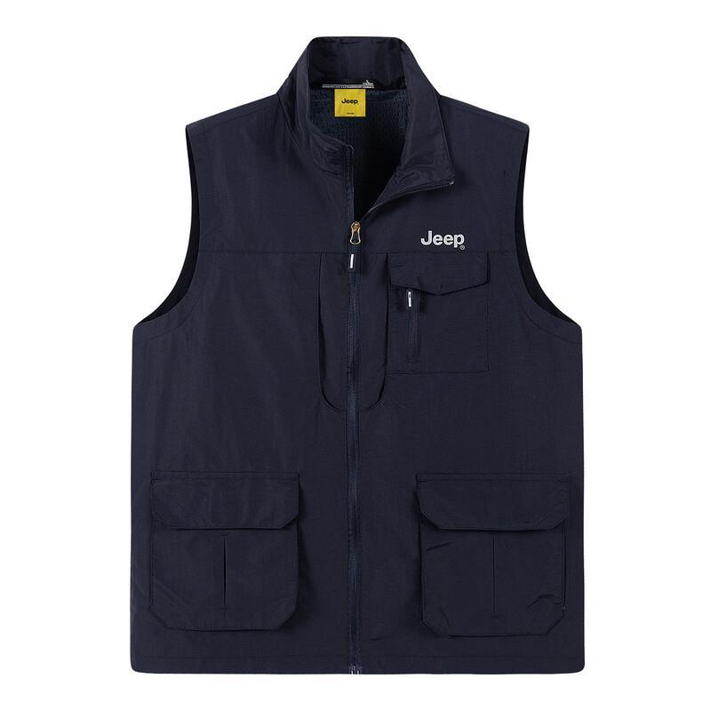 

JEEP Men s Multi-Pocket Stand Collar Vest L