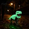 Night Walking Reflective Pet Apparel Glow In The Dark 3D Dinosaur Skeleton Costume, Plush Halloween Cosplay Outfit for Cats Dogs, Luminous Dino