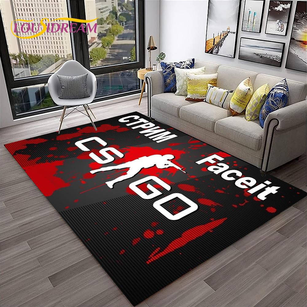 3D CS GO Game,Counter Strike Gamer Carpet Rug for Home Living Room Bedroom Sofa Doormat Decor,kids Area Rug Non-slip Floor Mat