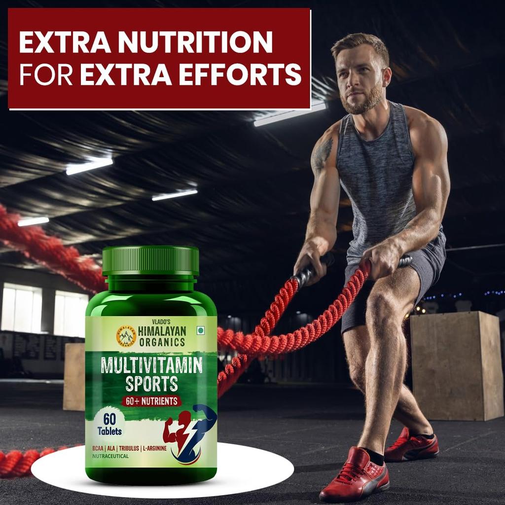 Vlados Himalayan Organics Multivitamin Sport Supplement 60 Veg-Tabletten für Gehirn, Augen, Muskeln, Gelenke