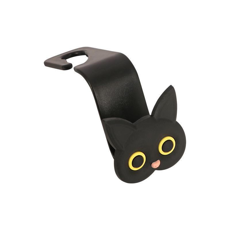 Gancho Trasero para Asiento de Coche de Gato Negro de Dibujos Animados - Accesorio Interior Multifuncional