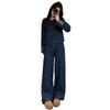 French Retro Denim Suit Women's Early Autumn New Short Jacket High Waist Wide Leg Pants Show Thin Temperament Two-piece Set