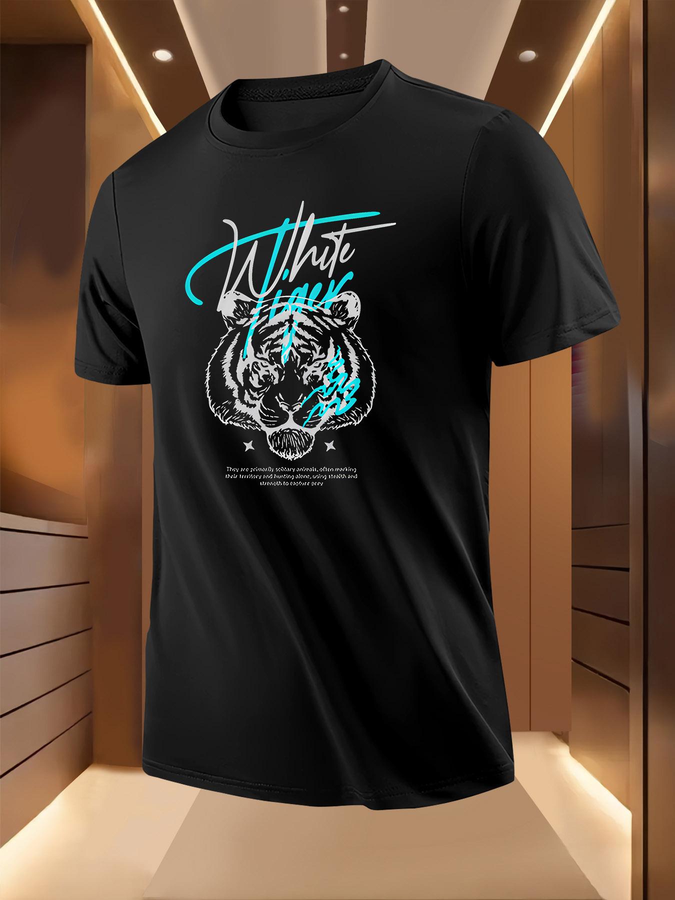 White Tiger Graphic Tshirt - Breathable Lightweight Polye... XXXL
