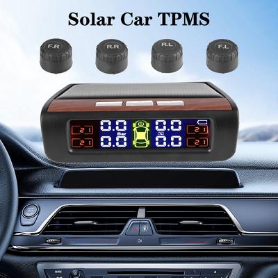 Solar USB TPMS Reifendruckkontrollsystem Auto Intelligent Mit 4 Externen Sensoren 0-3.5Bar Reifendruckalarm T12 Drehhalter