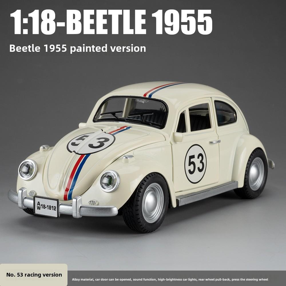 

Simulation 1/18 Scale Beetle 1955 Vintage Alloy Car Model With Sound And Light Diecast Toy Vehicle Collection Miniature Voiture