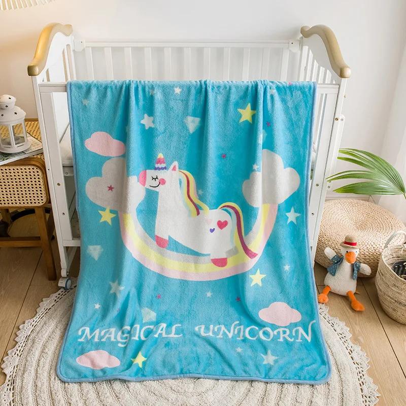 Kids Cartoon Dinosaur Blanket Flannel Green Autumn Animal Breathable Super Warm Throw Blankets for Bedding Travel Bedding Throws