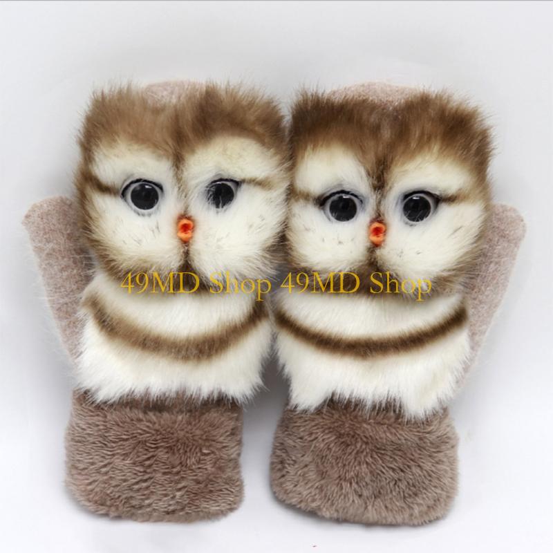 49MD Cartoon Gloves Kids Plush Gloves Mitts Kid Gloves Animal Knit Gloves Winter Mittens Children Gloves